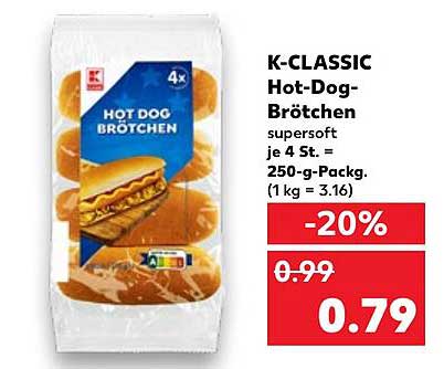K-CLASSIC Hot-Dog-Brötchen 4er-Pack