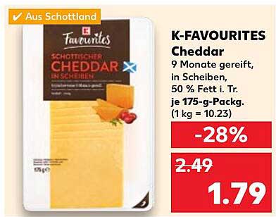 K-Favourites Cheddar 9 Monate gereift in Scheiben
