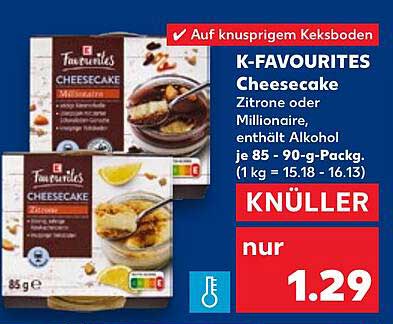 K-Favourites Cheesecake Zitrone oder Millionaire - 85 g Packung