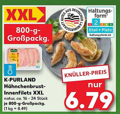 K-PURLAND Hähnchenbrust-Innenfilets XXL, 800-g-Großpackung