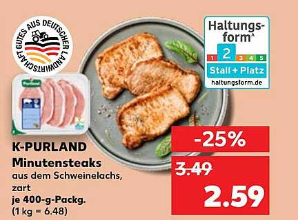 K-Purland Minutentensteaks aus dem Schweinelachs