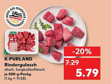 K-PURLAND Rindergulasch 500-g-Packung