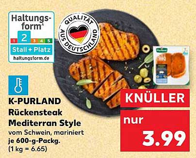 K-PURLAND Rückensteak Mediterran Style 600-g-Packung