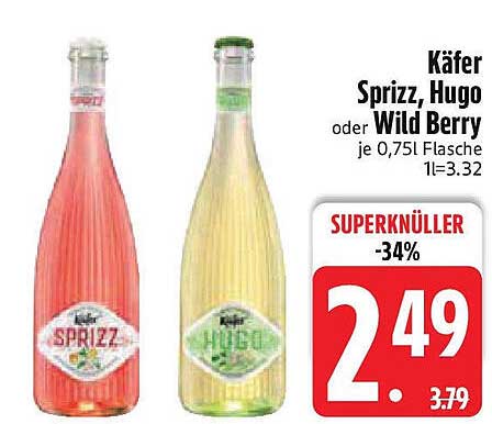 Käfer Sprizz, Hugo oder Wild Berry je 0,75L Flasche