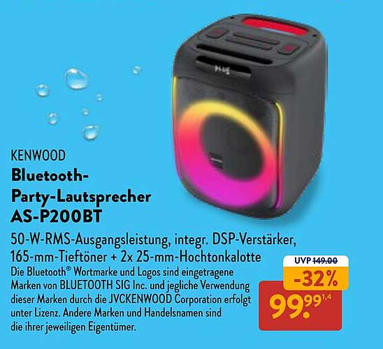 KENWOOD Bluetooth-Party-Lautsprecher AS-P200BT
