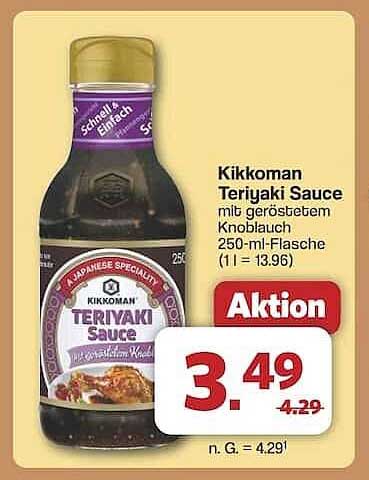 Kikkoman Teriyaki Sauce mit geröstetem Knoblauch 250-ml-Flasche