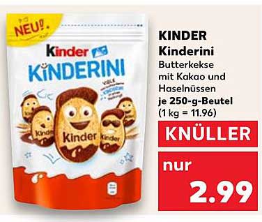 KINDER Kinderini Butterkekse mit Kakao und Haselnüssen 250-g-Beutel