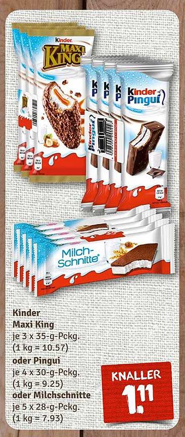 Kinder Maxi King oder Pingui für nur 1,11 €