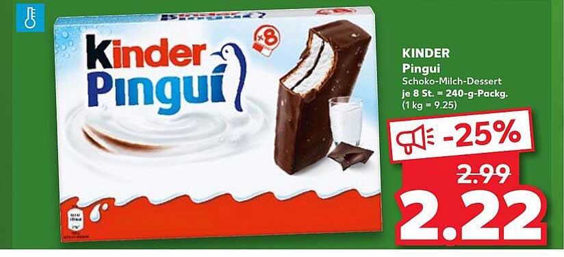 KINDER Pingui Schoko-Milch-Dessert je 8 St. – 240-g-Pack.