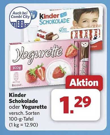 Kinder Schokolade oder Yogurette 100g
