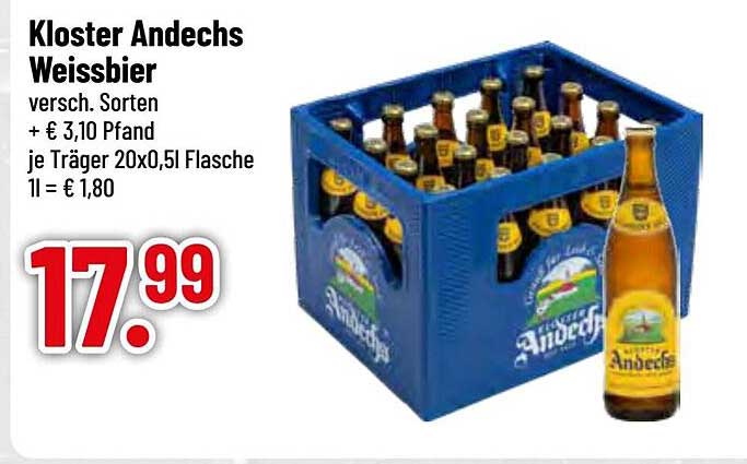 Kloster Andechs Weissbier 20x0,5l Kasten