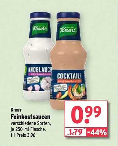 Knorr Feinkostsaucen - verschiedene Sorten, je 250-ml-Flasche