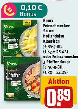 Knorr Feinschmecker Sauce Hollandaise oder 3 Pfeffer Sauce