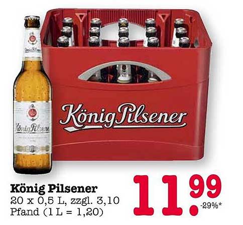 König Pilsener - 20 x 0,5 L Kasten