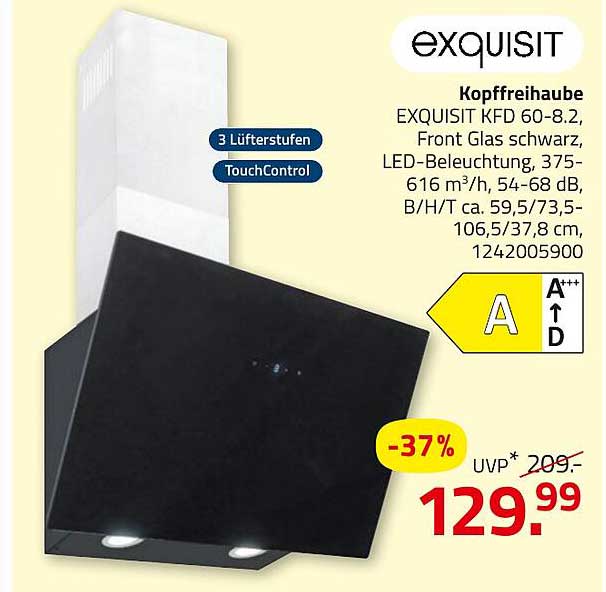Kopffreihaube EXQUISIT KFD 60-8.2, Front Glas schwarz