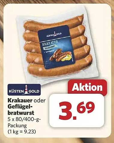 Krakauer oder Geflügelbratwurst von Küsten Gold