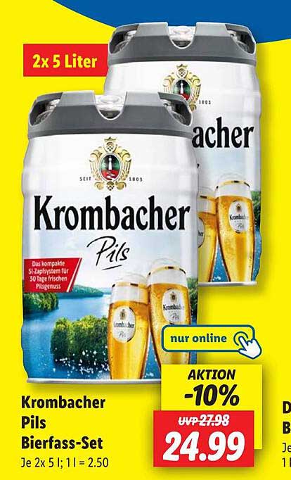 Krombacher Pils Bierfass-Set 2x 5 Liter