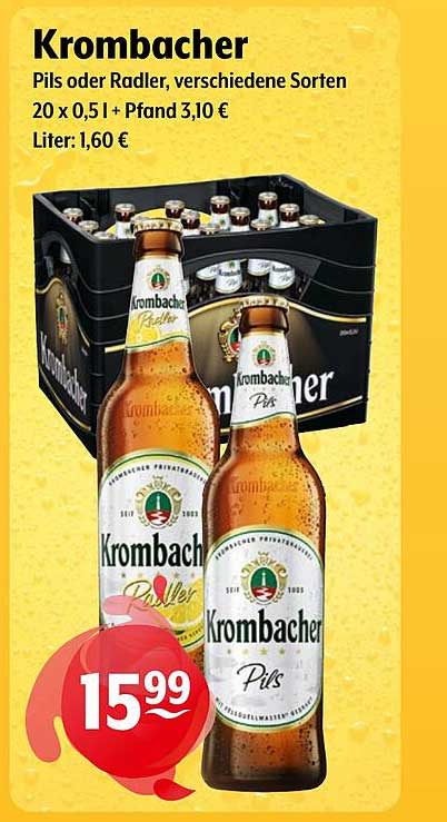 Krombacher Pils oder Radler 20 x 0,5 l