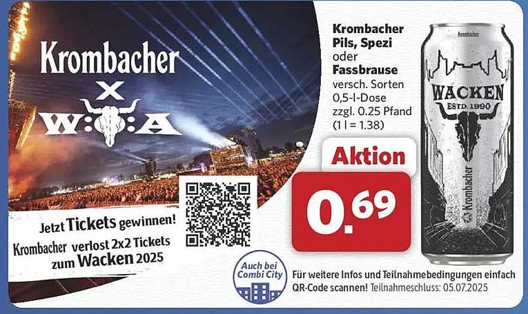 Krombacher Pils, Spezi oder Fassbrause 0,5 l Dose