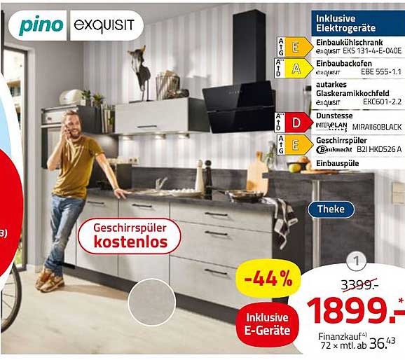 Küchenzeile von pino exquisit inkl. Geschirrspüler - jetzt 44% sparen!
