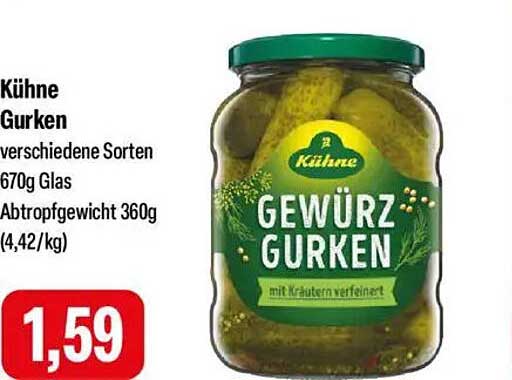 Kühne Gewürz Gurken 670g Glas