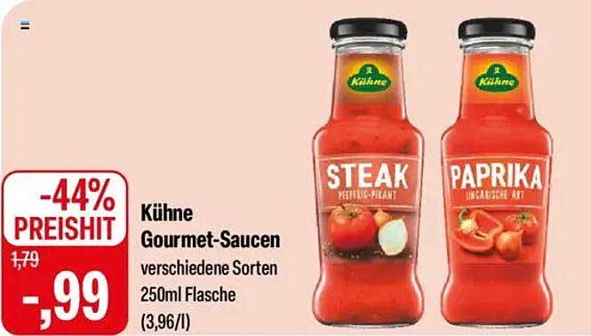Kühne Gourmet-Saucen verschiedene Sorten 250ml Flasche