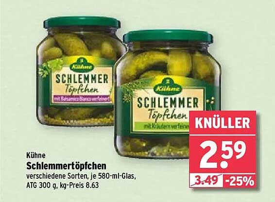 Kühne Schlemmer-Topfchen verschiedene Sorten, 580-ml-Glas