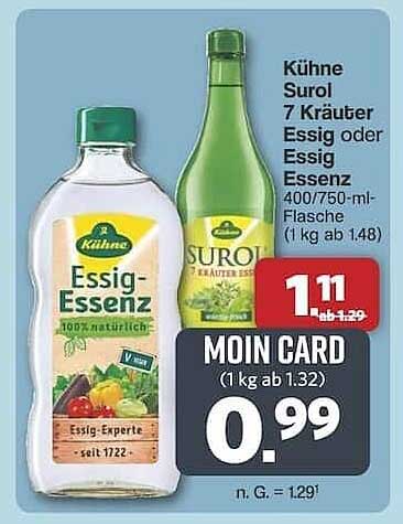 Kühne Surol 7 Kräuter Essig oder Essig Essenz 400/750-ml-Flasche