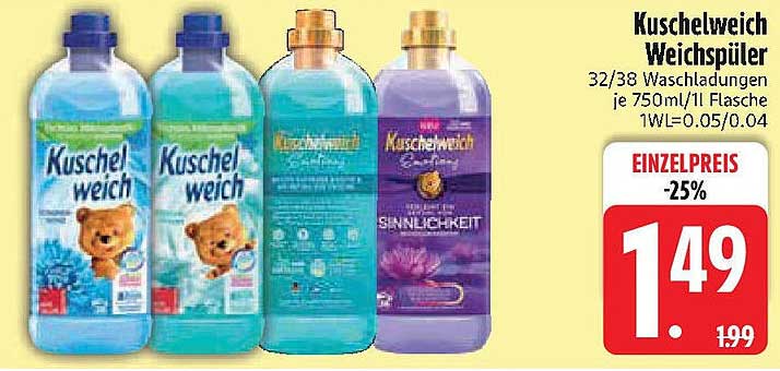Kuschelweich Weichspüler, 750ml – 32/38 Waschladungen
