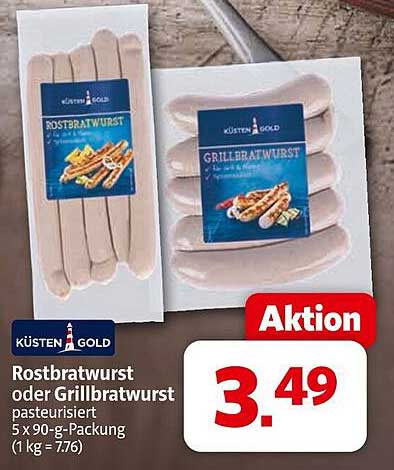 KÜSTEN GOLD Rostbratwurst oder Grillbratwurst 5 x 90-g-Packung