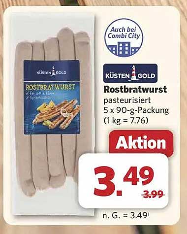 KÜSTEN GOLD Rostbratwurst pasteurisiert 5 x 90-g-Packung