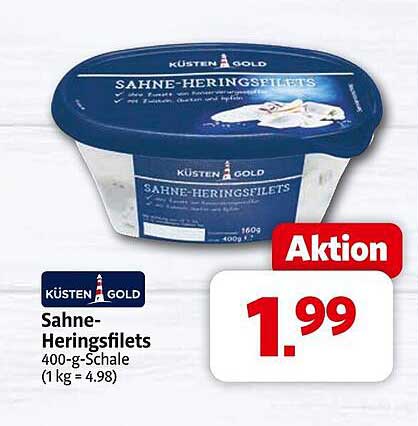 Küsten Gold Sahne-Heringsfilets 400-g-Schale zum Aktionspreis