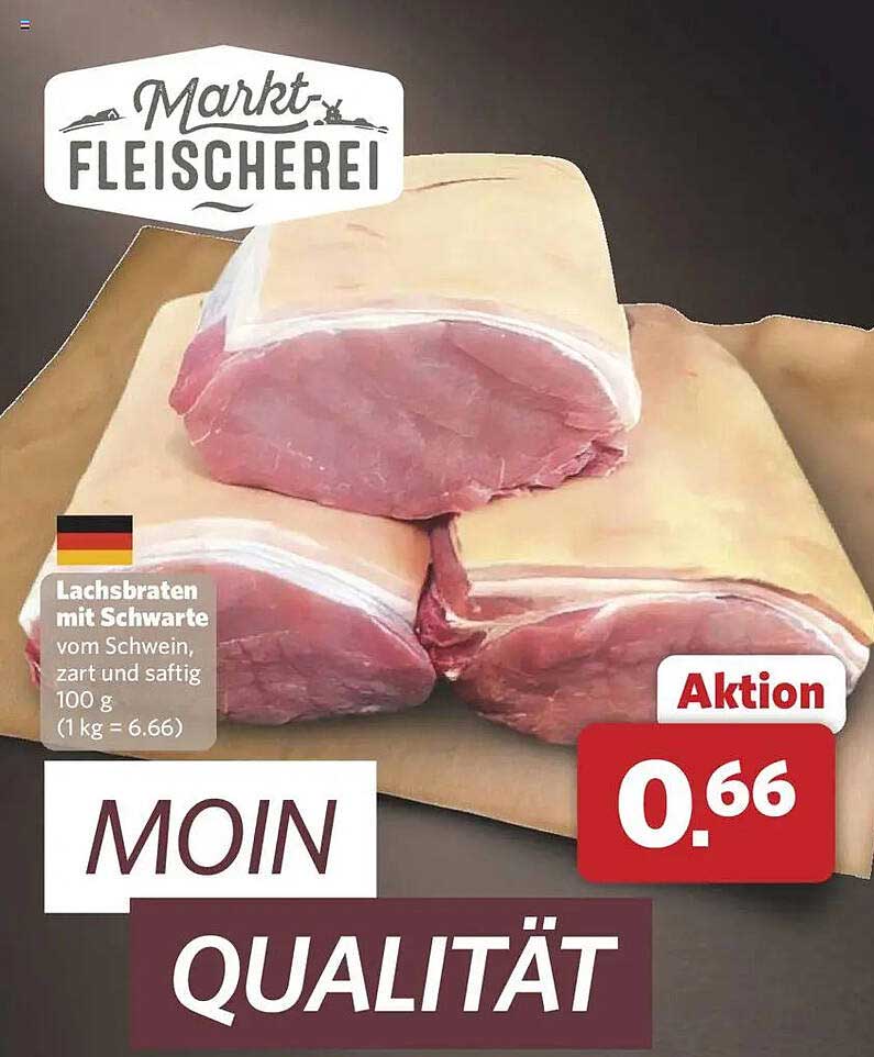 Lachsbraten mit Schwarte vom Schwein, zart und saftig (100 g)