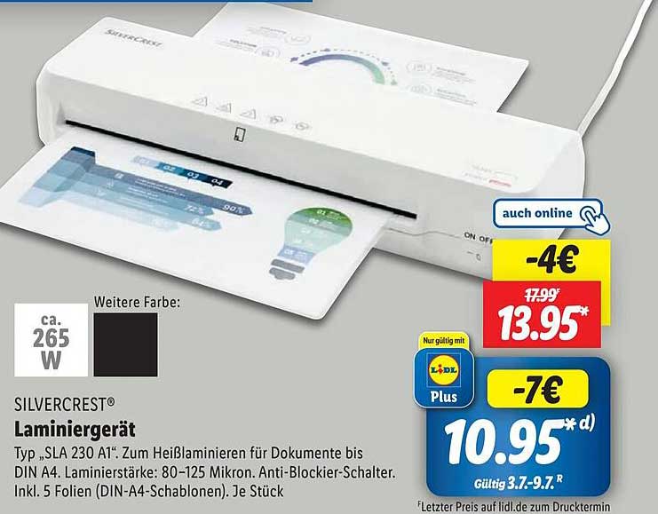 Laminiergerät SILVERCREST® Typ „SLA 230 A1“