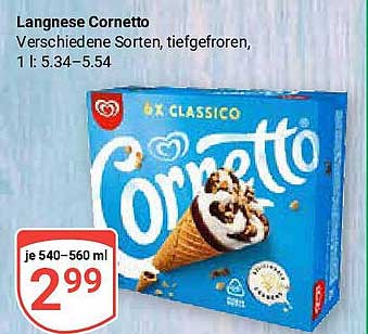 Langnese Cornetto - Verschiedene Sorten, tiefgefroren