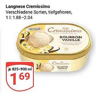 Langnese Cremissimo Bourbon Vanille, 825-900 ml