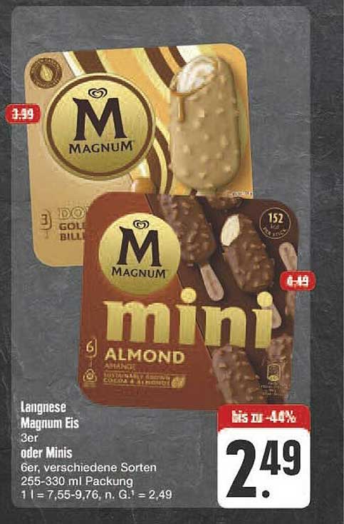 Langnese Magnum Eis 3er oder Minis - verschiedene Sorten