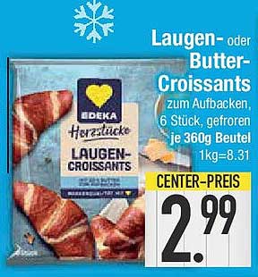 Laugen- oder Butter-Croissants zum Aufbacken, 6 Stück, gefroren