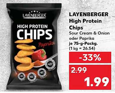 LAYENBERGER High Protein Chips - Sour Cream & Onion oder Paprika