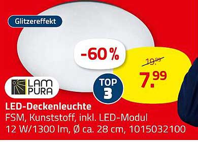 LED-Deckenleuchte FSM, Kunstoff, inkl. LED-Modul - 60% reduziert!