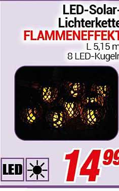 LED-Solar-Lichterkette Flammeneffekt - 5,15 m - 8 LED-Kugeln