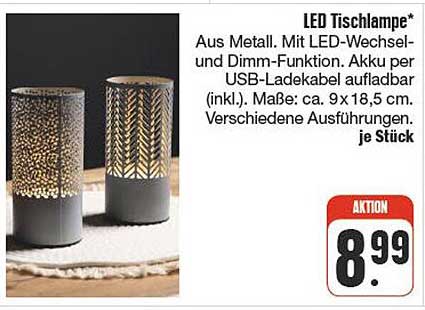 LED Tischlampe mit Wechsel- und Dimm-Funktion