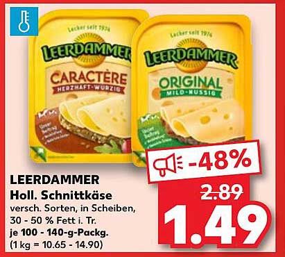 LEERDAMMER Holl. Schnittkäse - verschiedene Sorten in Scheiben