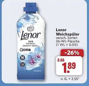 Lenor Weichspüler 36-WL-Flasche – Verschiedene Sorten