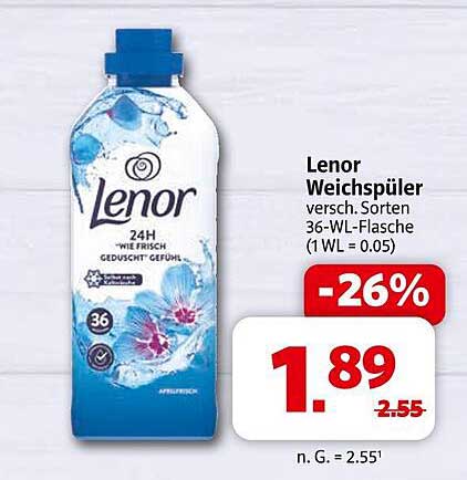 Lenor Weichspüler verschiedene Sorten 36-WL-Flasche