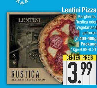 Lentini Pizza – Margherita, Rustica oder Vegetarisch, gefroren, 400-480g Packung