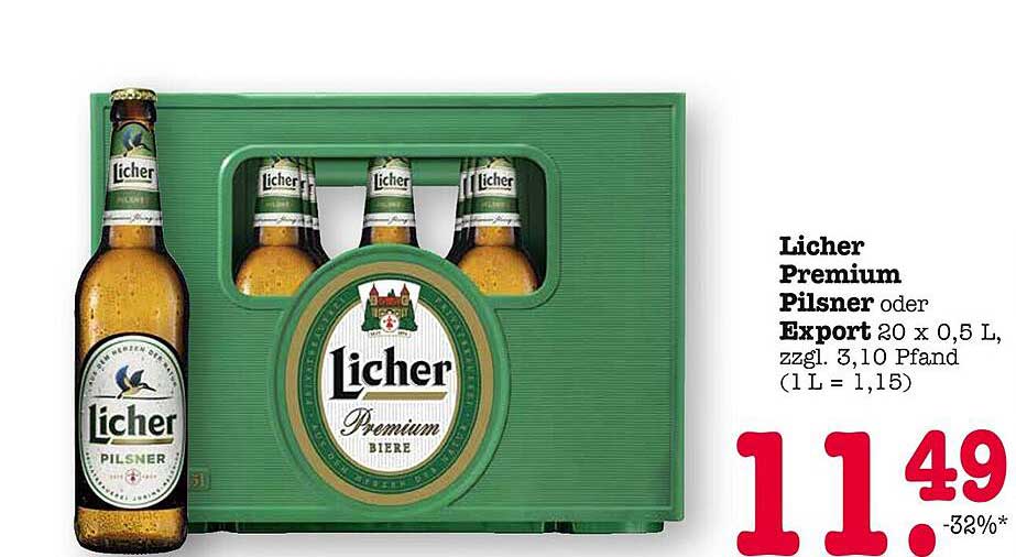 Licher Premium Pilsner oder Export 20 x 0,5 L