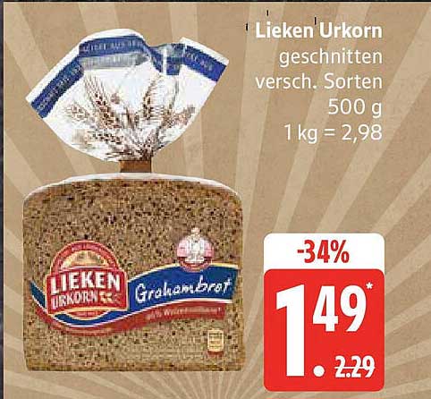 'Lieken' Urkorn geschnitten, 500 g