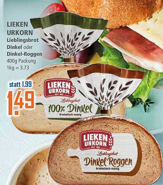 LIEKEN URKORN Lieblingsbrot Dinkel oder Dinkel-Roggen 400g