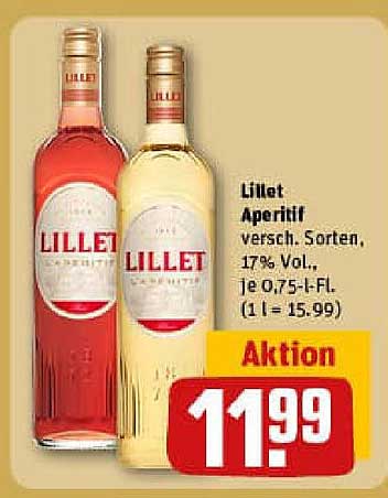Lillet Aperitif, verschiedene Sorten, 0,75 l - nur 11,99 €